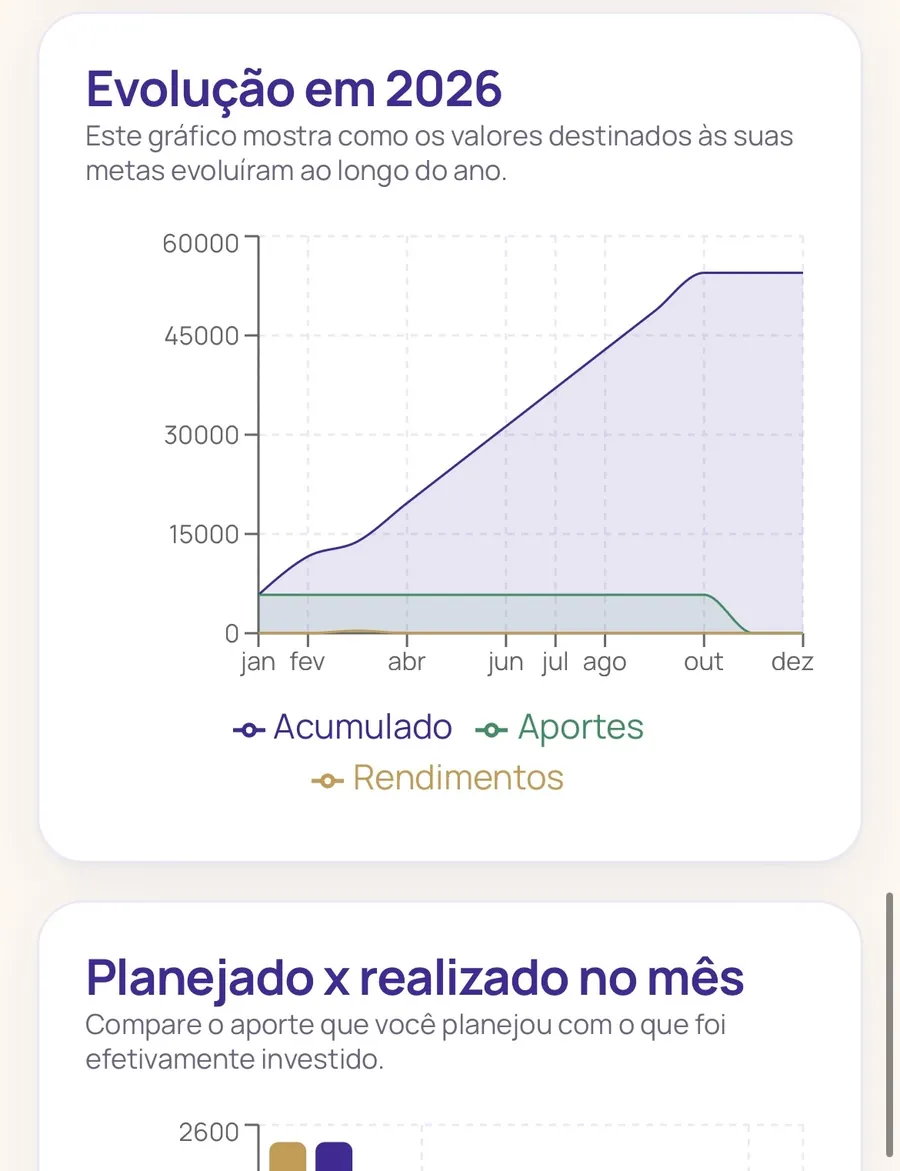 Gráfico de evolução do patrimônio acumulado ao longo do ano